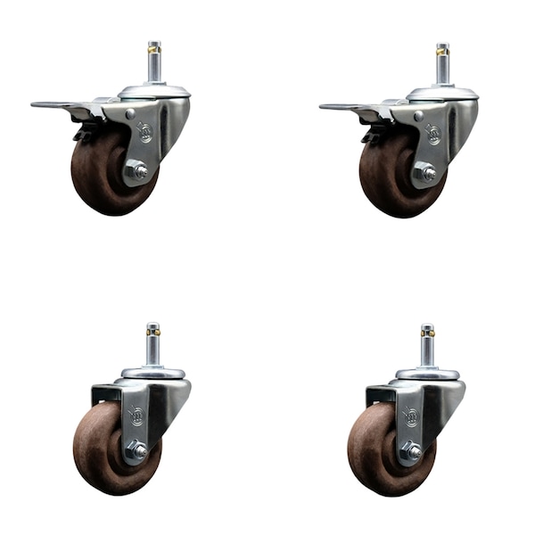 Service Caster 3 High Temp Glass Filled Nylon 7/16'' Stem Caster Set 2 Total Lock Brakes, 4PK SCC-GRTTL20S314-GFNSHT-716138-2-S-2 - main